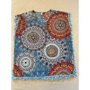 Yincro Women's chiffon Swimsuit Beach Cover-up Size B Mandala Pattern.